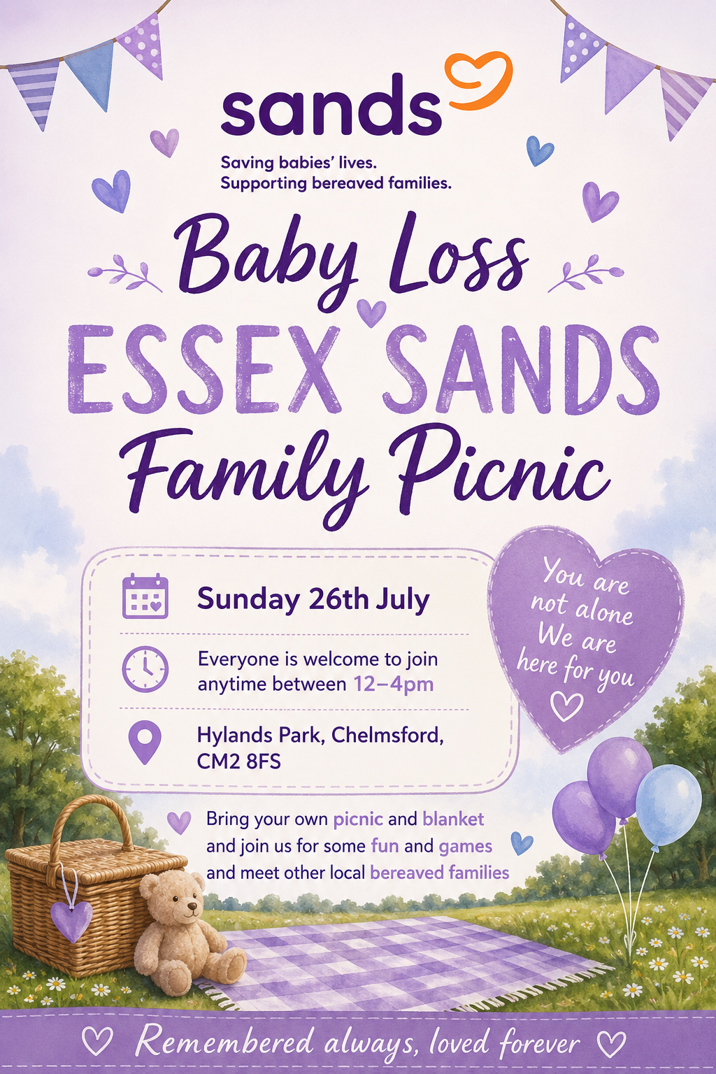 Details of the family picnic, 26/07/26 at 12-4pm